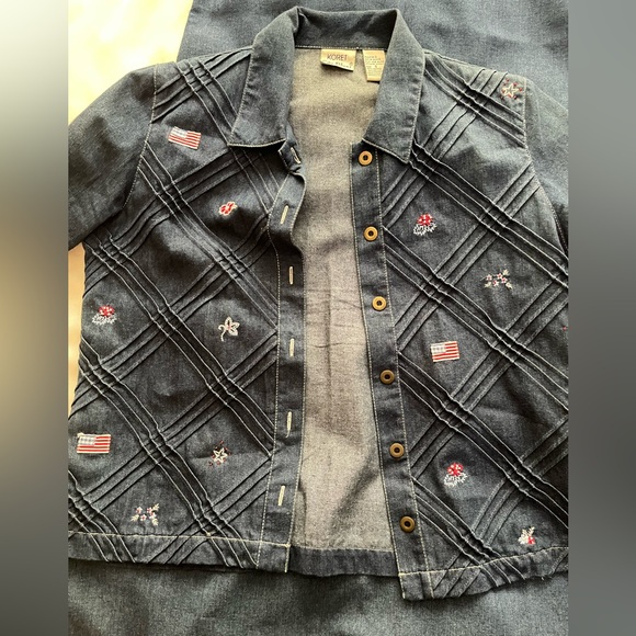 Koret City Blues Set Top Dress Womens Denim Embroidered Pintucks Patriotic. - Picture 12 of 16